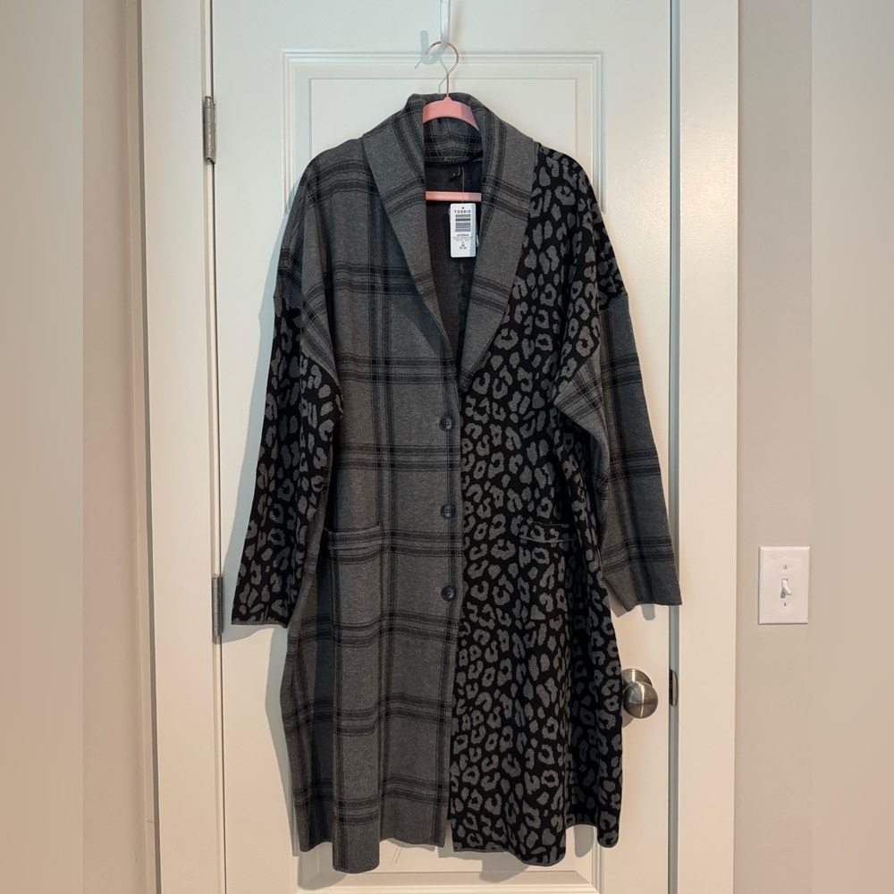 Torrid Gray & Black Jacquard Coatigan *NWT*